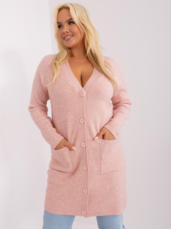 Světle růžový plus-size svetr LISELOTTE z viskózové směsi
