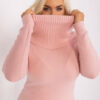 Světle růžový plus-size svetr FRANCES s volným rolákem