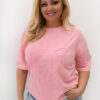 Světle růžové plus size tričko PAVIELA s výšivkou