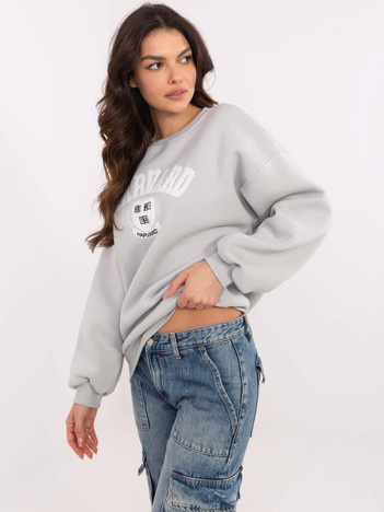Šedá oversize mikina My Red Lips bez kapuce – PALETTA