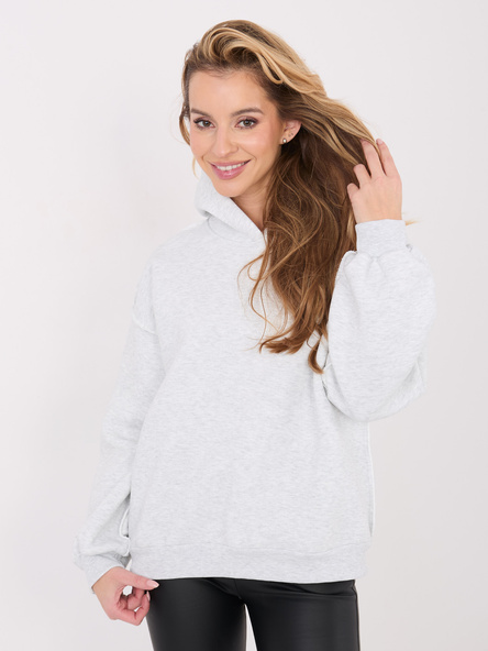 Světle šedá oversize mikina s kapucí – BRILIA