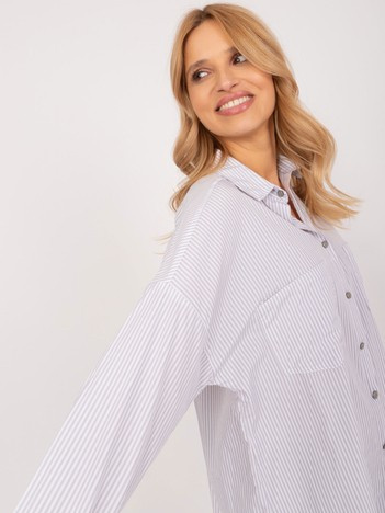 Světle šedá dlouhá oversize košile BY POMMES LIFE z bavlny – AMIRABEL
