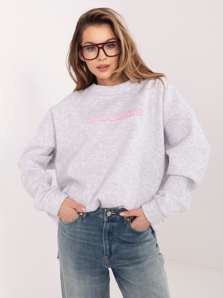 Světle šedá melírovaná oversize mikina RUE PARIS – ARVEVA