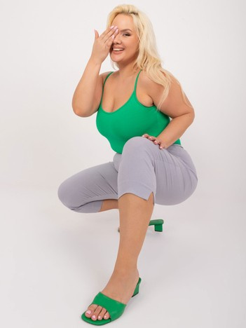 Světle šedé kalhoty 3/4 plus size s pružným pasem – BASINA