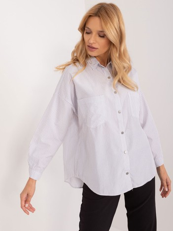 Světle šedo-bílá oversize košile BY POMMES LIFE s límcem – ALCELIA