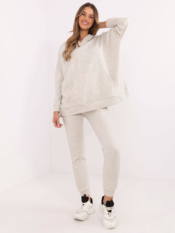 Světle šedý melírovaný basic komplet s oversize mikinou – ARELIA