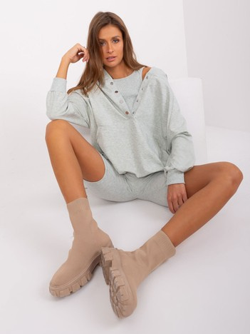 Šedomodrý třídílný casual komplet s topem – EVADNE