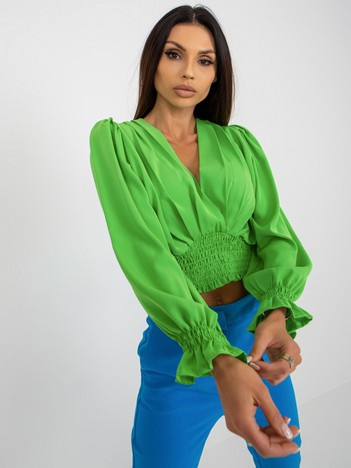 Zářivě zelená crop halenka PUFFARA