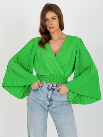 Zářivě zelená halenka PLEATELLE