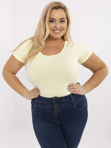 Světle žluté plus size tričko DEMETRINA RUE PARIS