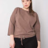 Hnědý plus size top WILMARIE se stahováním