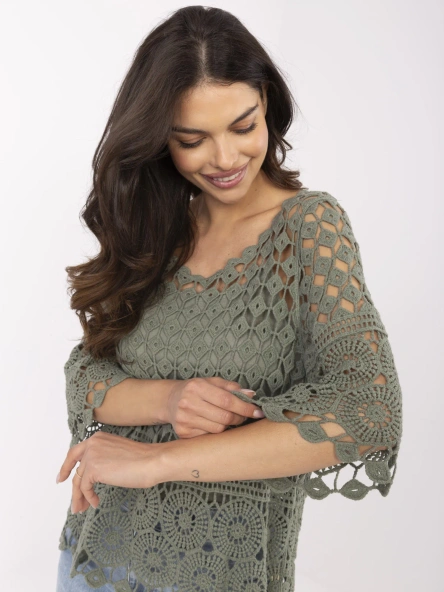 Khaki krajková halenka DANTELLE