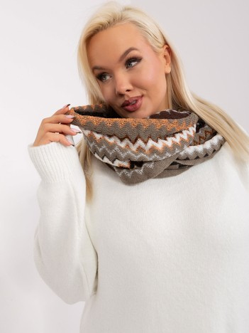 Khaki ažurový nákrčník s lesklou nití CRESENZA