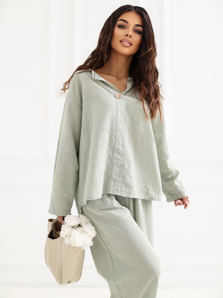 Khaki knoflíková halenka ORELUNE