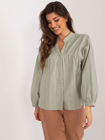 Khaki oversize bavlněná košile BY POMMES LIFE – ALTHEORA