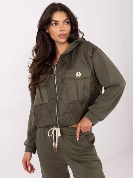 Khaki casual komplet s mikinou s kapucí – ADAISSA