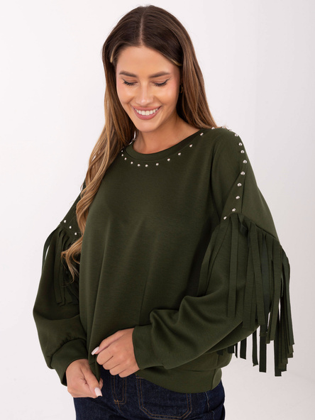 Khaki mikina RUE PARIS v country stylu – ANVURA