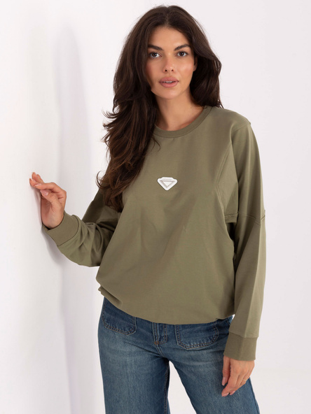 Khaki mikina RUE PARIS s nášivkou – AMRALIA