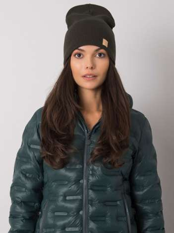 Khaki dámská beanie čepice s vlnou – MELANIE