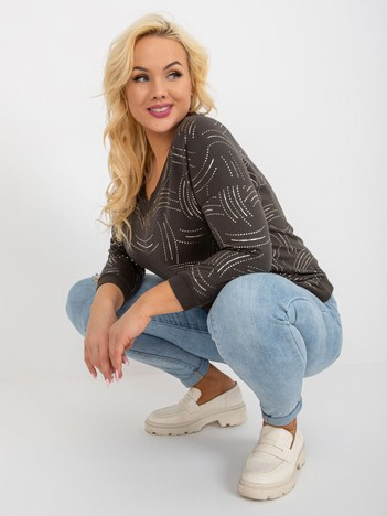 Khaki plus size top LINETTA