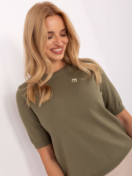 Khaki plus-size svetr PURIFICACIÓN s pružnými lemy