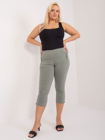 Khaki přiléhavé kalhoty 3/4 plus size – BASINA