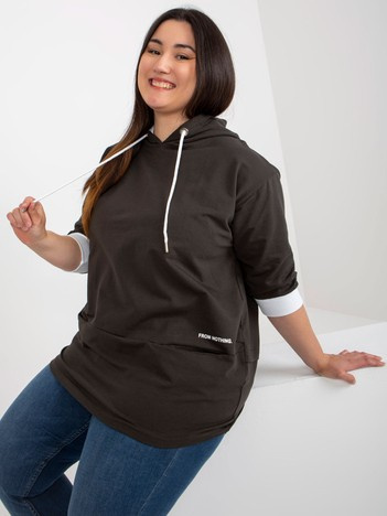 Tmavě khaki plus size mikina NOVELLA s kapucí
