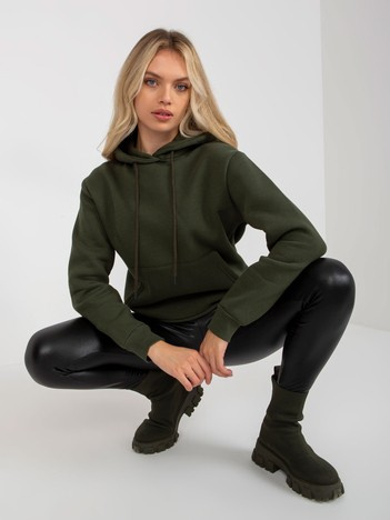 Khaki dámská basic mikina s kapucí – WENENA