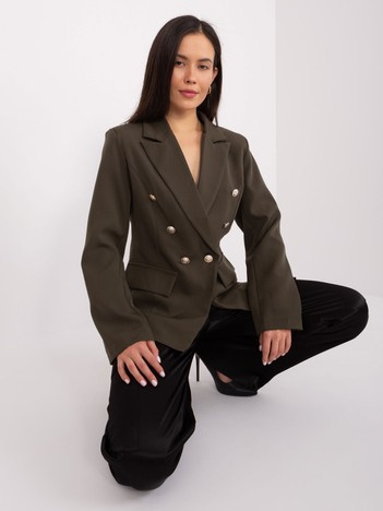 Khaki elegantní sako s dekorativními knoflíky OCH BELLA – ZARIRA