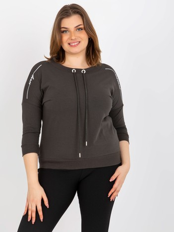Tmavě khaki plus size mikina STRINGEL