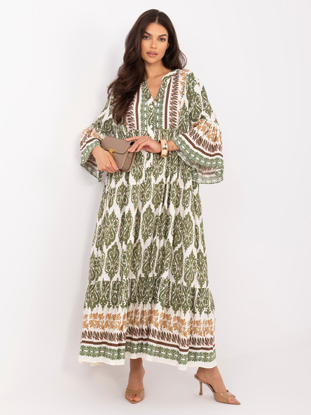 Khaki boho maxi šaty ALYSSARA