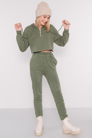 Khaki úzké tepláky BSL – EVIARA