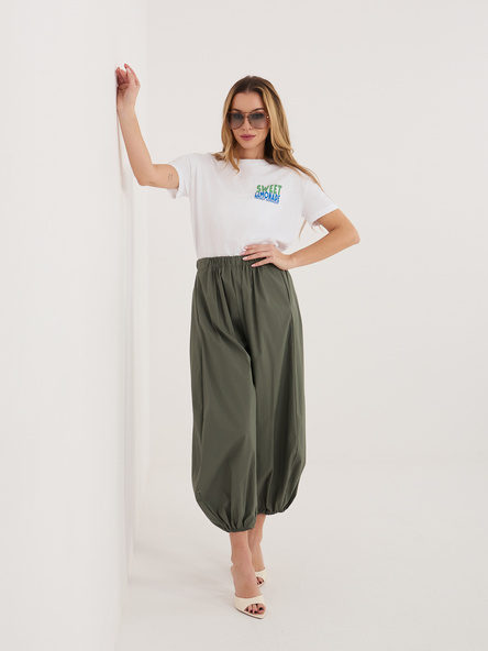 Khaki parachute kalhoty RUE PARIS v délce 7/8 – KASALIA