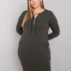 Tmavě khaki plus size sportovní šaty ORIELLE s kapsami