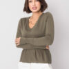Khaki halenka CELEVARA s peplum lemem