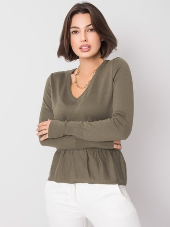 Khaki halenka CELEVARA s peplum lemem