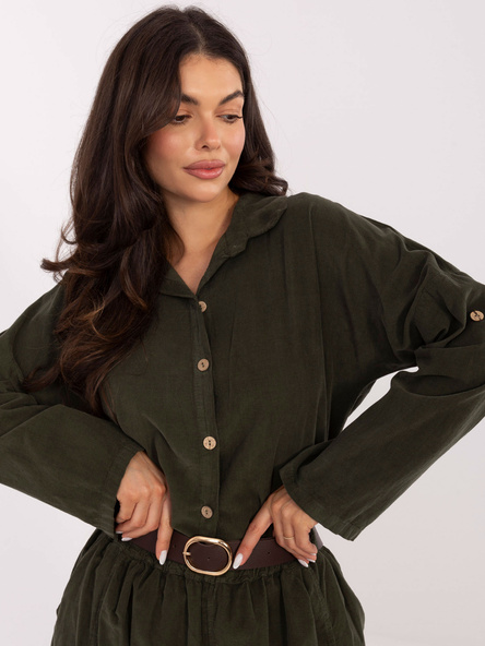 Khaki manšestrová košile ITALY MODA s límcem – LIRIELA