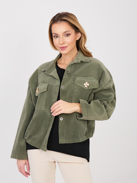 Khaki manšestrová bomber bunda RUE PARIS – QYRAINA