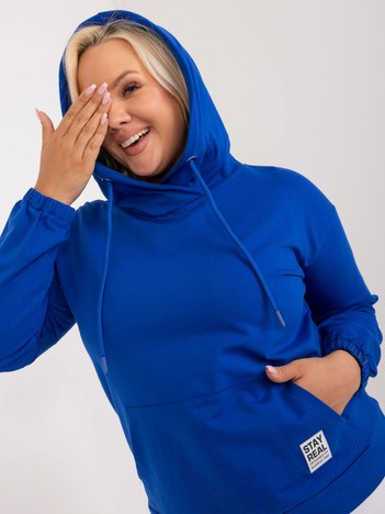 Kobaltová mikina plus size s přední kapsou – KARENA