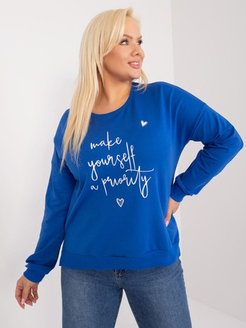 Kobaltová plus size mikina LETTERIA