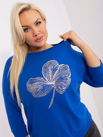 Kobaltová plus size mikina METALBLOOM