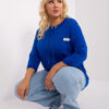 Kobaltová plus size mikina DRAWCOLLAR