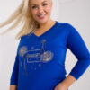 Kobaltová plus size halenka BRILANTO s potiskem
