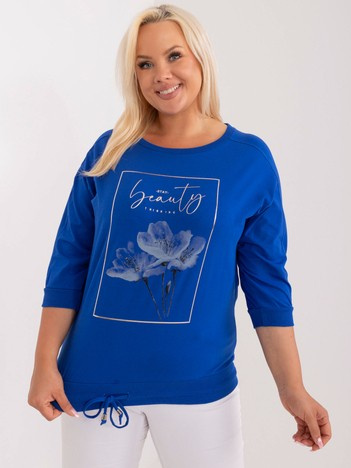 Kobaltová plus size mikina BLUEBLOOM