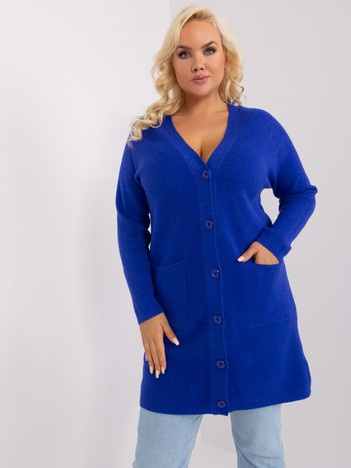 Kobaltový dlouhý plus-size kardigan LISELOTTE