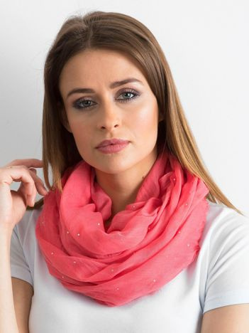 Korálový viskózový šátek s kamínkovými detaily – ANASTASIA