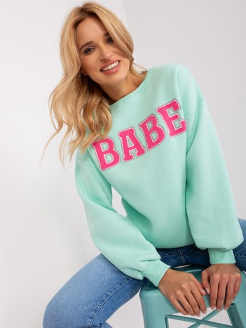 Mintová oversize mikina Wow Donna s nápisem – GALALIA