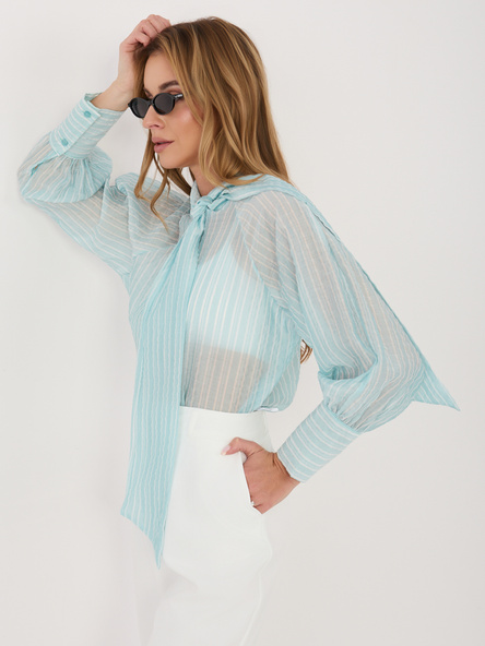 Mátová elegantní košile ITALY MODA s vázaným výstřihem – RIANELLA