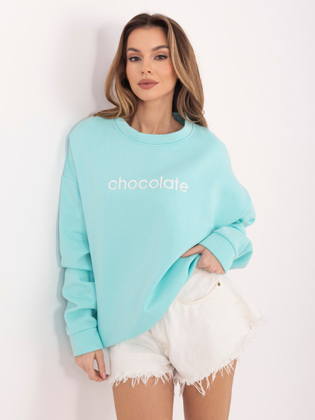 Mintová zateplená mikina RUE PARIS s nápisem Chocolate – ARVEVA