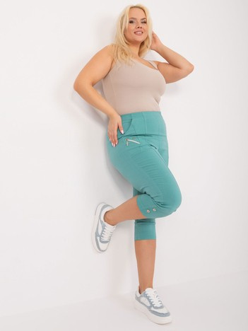 Mintové přiléhavé kalhoty 3/4 plus size – BASERIA